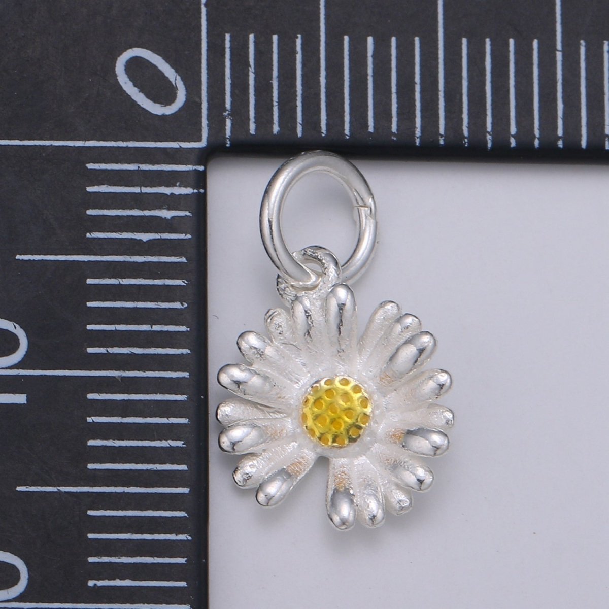 925 Sterling Silver Daisy Charm, Floral Charm Silver Flower Charm for Necklace Bracelet Earring, Yellow Daisy Charm SL-045 - DLUXCA