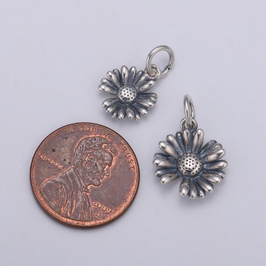 925 Sterling Silver Daisy Flower Charm, Flower Charm Floral Charm for Necklace Bracelet Earring, Daisy Charm, SL-HJ-73/74 - DLUXCA
