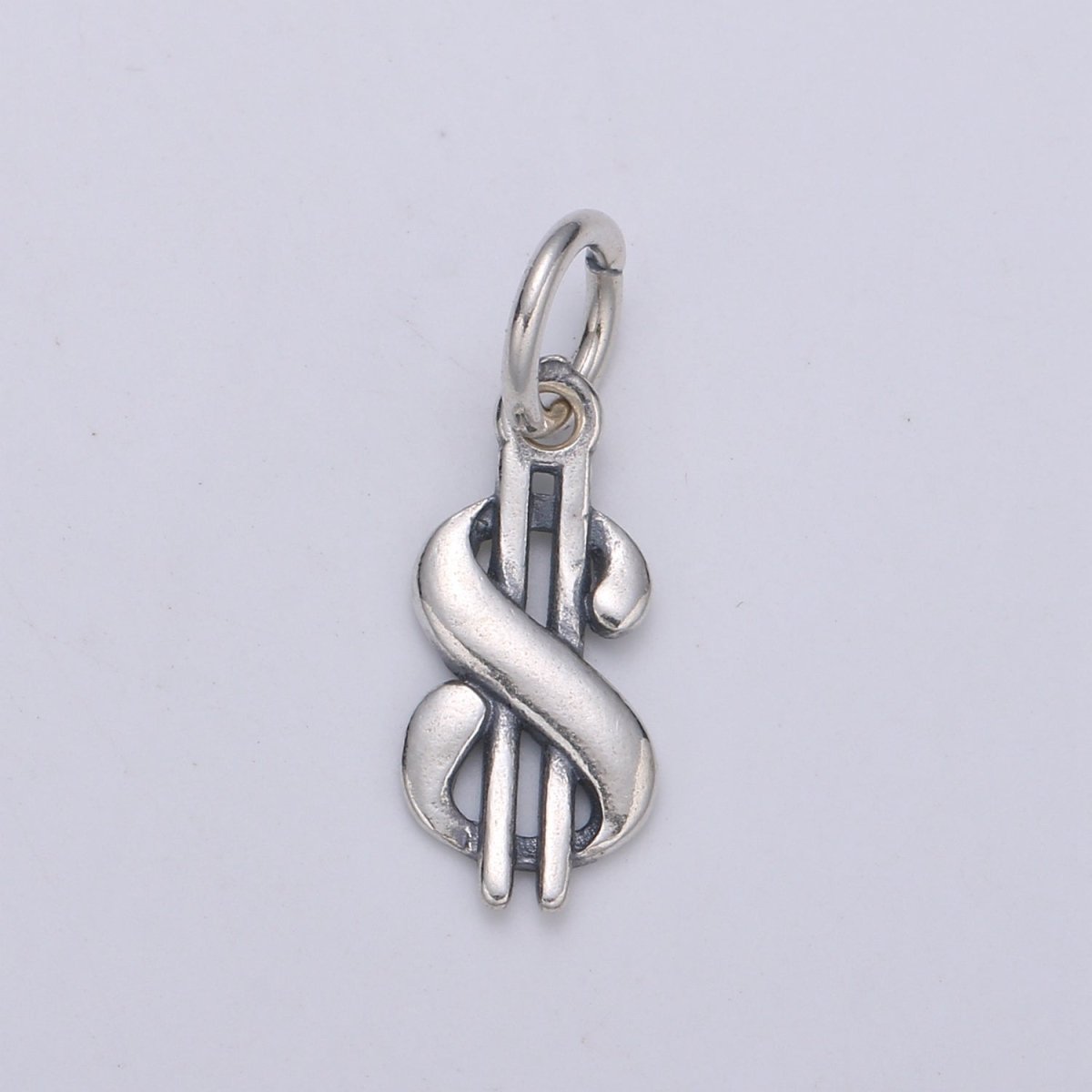 925 Sterling Silver Dollar Sign Charm, Money Charm Silver Dollar Charm for Necklace Bracelet Earring, KaChing Charm SL-150 - DLUXCA