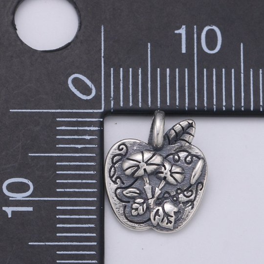 925 Sterling Silver Flower Apple Charm, Nature Charm Silver Flower Charm for Necklace Bracelet Earring, Plant Charm SL-169 - DLUXCA