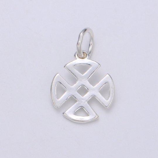 925 Sterling Silver Flower Loop Charm, Floral Charm Silver Flower Charm for Necklace Bracelet Earring, Four Petal Charm SL-143 - DLUXCA