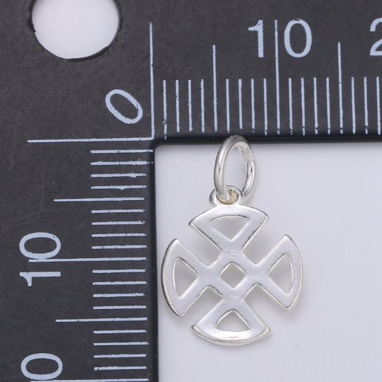 925 Sterling Silver Flower Loop Charm, Floral Charm Silver Flower Charm for Necklace Bracelet Earring, Four Petal Charm SL-143 - DLUXCA