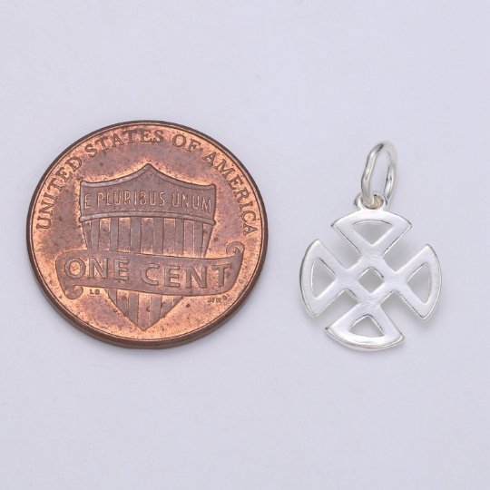 925 Sterling Silver Flower Loop Charm, Floral Charm Silver Flower Charm for Necklace Bracelet Earring, Four Petal Charm SL-143 - DLUXCA