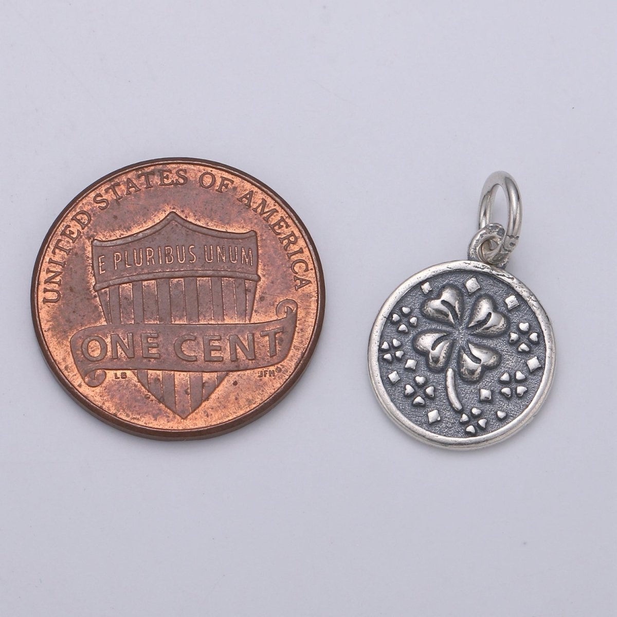 925 Sterling Silver Four Leaf Clover Charm, Message Charm Silver Happy Charm for Necklace Bracelet Earring, Good Luck Charm SL-119 - DLUXCA