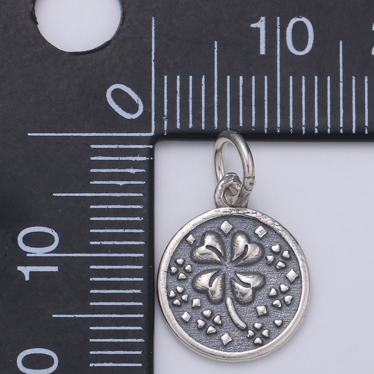 925 Sterling Silver Four Leaf Clover Charm, Message Charm Silver Happy Charm for Necklace Bracelet Earring, Good Luck Charm SL-119 - DLUXCA