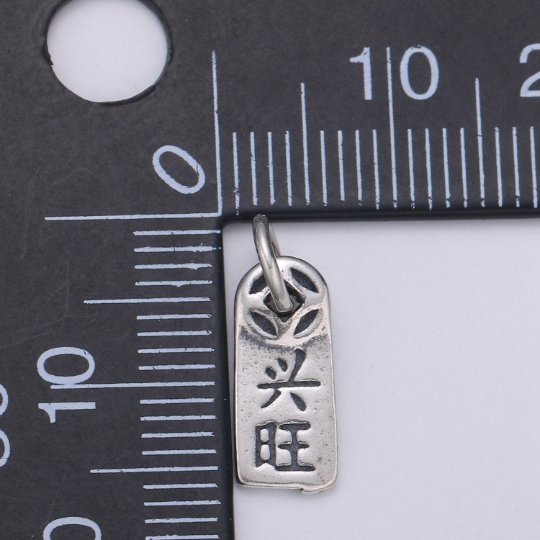 925 Sterling Silver Fu Gui Charm, Good Luck Charm Silver Riches Charm for Necklace Bracelet Earring, Chinese Symbol Charm SL-157 - DLUXCA