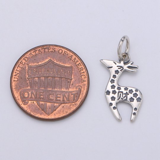 925 Sterling Silver Giraffe Charm, Animal Charm Silver Baby Giraffe Charm for Necklace Bracelet Earring, Zoo Animal Charm SL-113 - DLUXCA