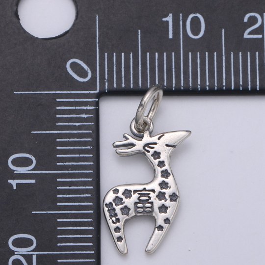 925 Sterling Silver Giraffe Charm, Animal Charm Silver Baby Giraffe Charm for Necklace Bracelet Earring, Zoo Animal Charm SL-113 - DLUXCA