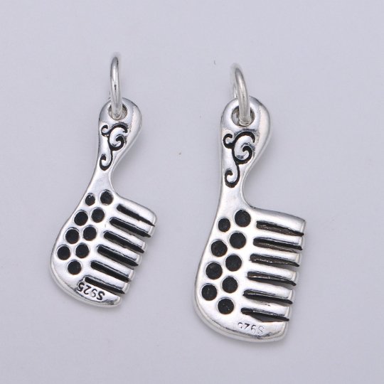 925 Sterling Silver Hair Comb Charm, Comb Charm Brush Charm for Necklace Bracelet Earring, Simple Comb Charm, SL-075 SL-076 - DLUXCA