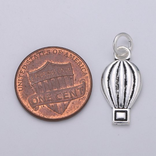925 Sterling Silver Hot Air Balloon Charm, Cute Charm Silver Hot Air Balloon Charm for Necklace Bracelet Earring, Balloon Charm SL-126 - DLUXCA