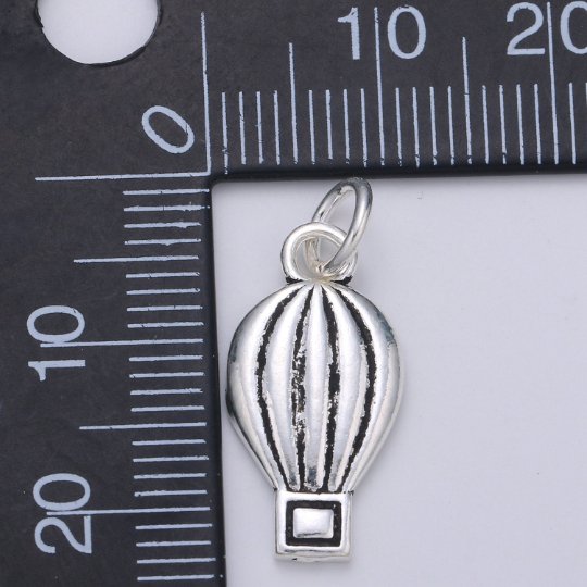 925 Sterling Silver Hot Air Balloon Charm, Cute Charm Silver Hot Air Balloon Charm for Necklace Bracelet Earring, Balloon Charm SL-126 - DLUXCA
