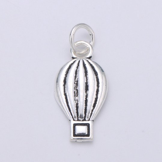 925 Sterling Silver Hot Air Balloon Charm, Cute Charm Silver Hot Air Balloon Charm for Necklace Bracelet Earring, Balloon Charm SL-126 - DLUXCA