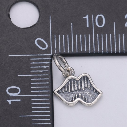 925 Sterling Silver Hot Lips Flower Charm, Lip Charm Silver Mouth Charm for Necklace Bracelet Earring, Makeup Charm, SL-HJ-160 - DLUXCA