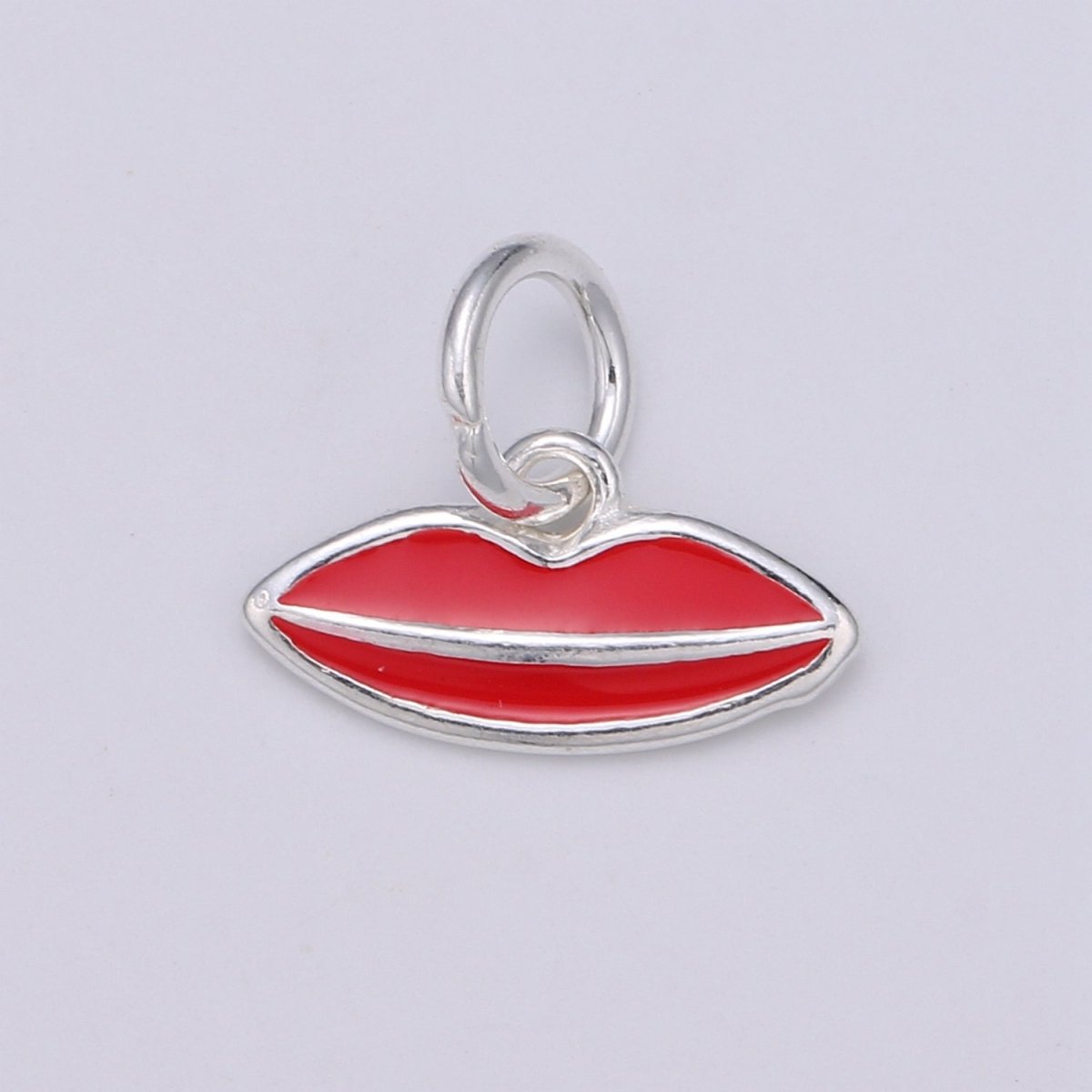 925 sterling silver lips charm, Dainty Red Pink lips, XOXO Enamel charm, Dainty kissing Mouth Charm for Bracelet Necklace, SL-HJ-25/26 - DLUXCA