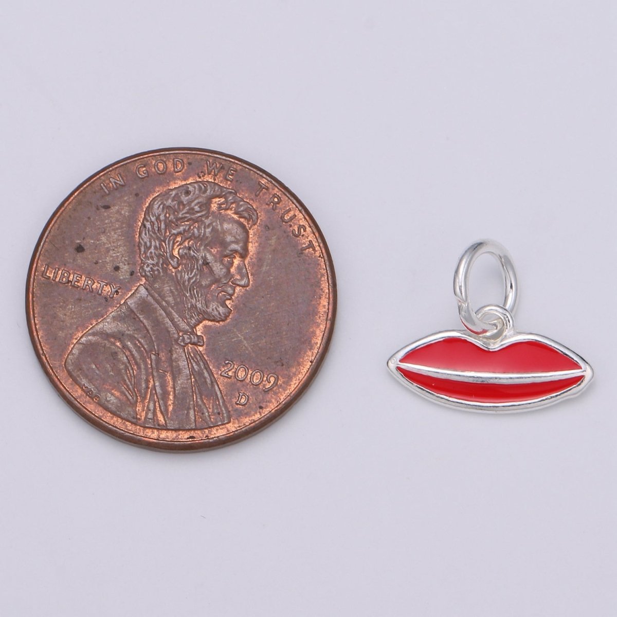 925 sterling silver lips charm, Dainty Red Pink lips, XOXO Enamel charm, Dainty kissing Mouth Charm for Bracelet Necklace, SL-HJ-25/26 - DLUXCA