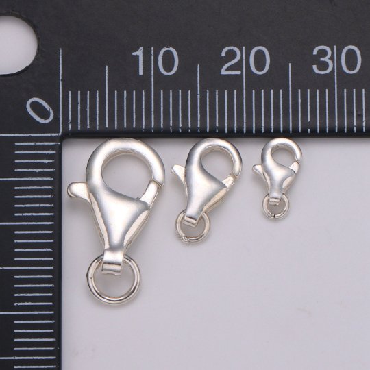 925 Sterling Silver Lobster Clasps with Jump Ring Jewelry Findings for Bracelet, Necklace jewelry making supply component 10mm, 13mm, 20mm SL-233 SL-234 SL-235 - DLUXCA