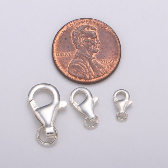 925 Sterling Silver Lobster Clasps with Jump Ring Jewelry Findings for Bracelet, Necklace jewelry making supply component 10mm, 13mm, 20mm SL-233 SL-234 SL-235 - DLUXCA