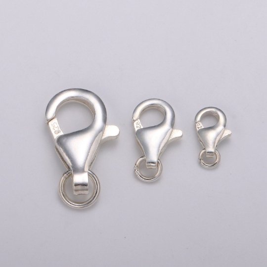 925 Sterling Silver Lobster Clasps with Jump Ring Jewelry Findings for Bracelet, Necklace jewelry making supply component 10mm, 13mm, 20mm SL-233 SL-234 SL-235 - DLUXCA