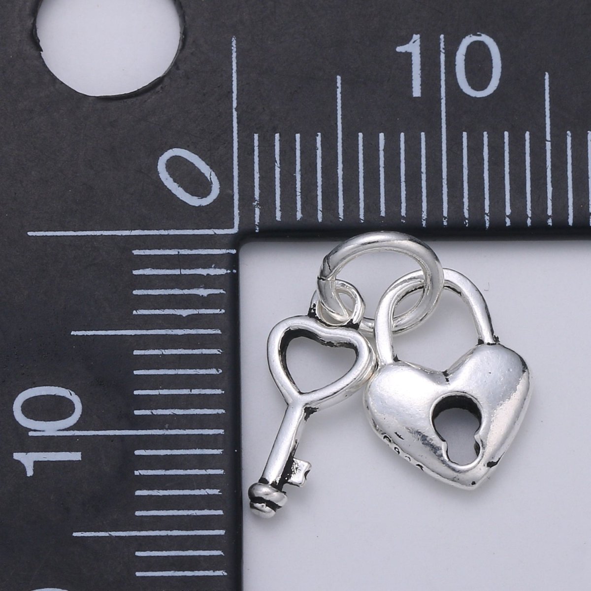 925 Sterling Silver Lock and Key Charm, Couples Charm Silver Heart Charm for Necklace Bracelet Earring, Love Charm SL-127 - DLUXCA