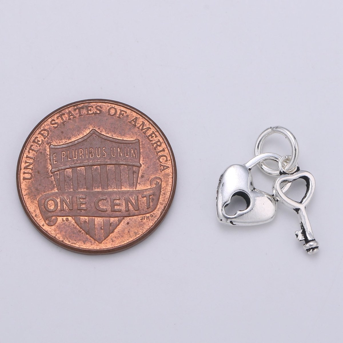 925 Sterling Silver Lock and Key Charm, Couples Charm Silver Heart Charm for Necklace Bracelet Earring, Love Charm SL-127 - DLUXCA