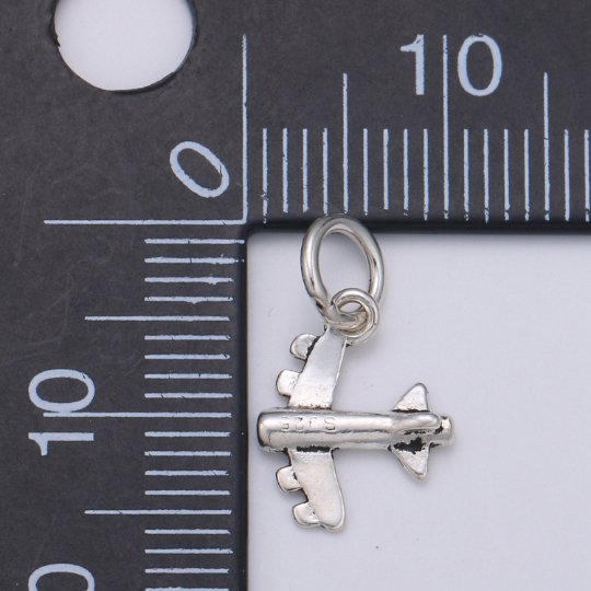 925 Sterling Silver Long Airplane Charm, Aircraft Charm Silver Air Plane Charm for Necklace Bracelet Earring, Vacation Charm, SL-HJ-170 - DLUXCA