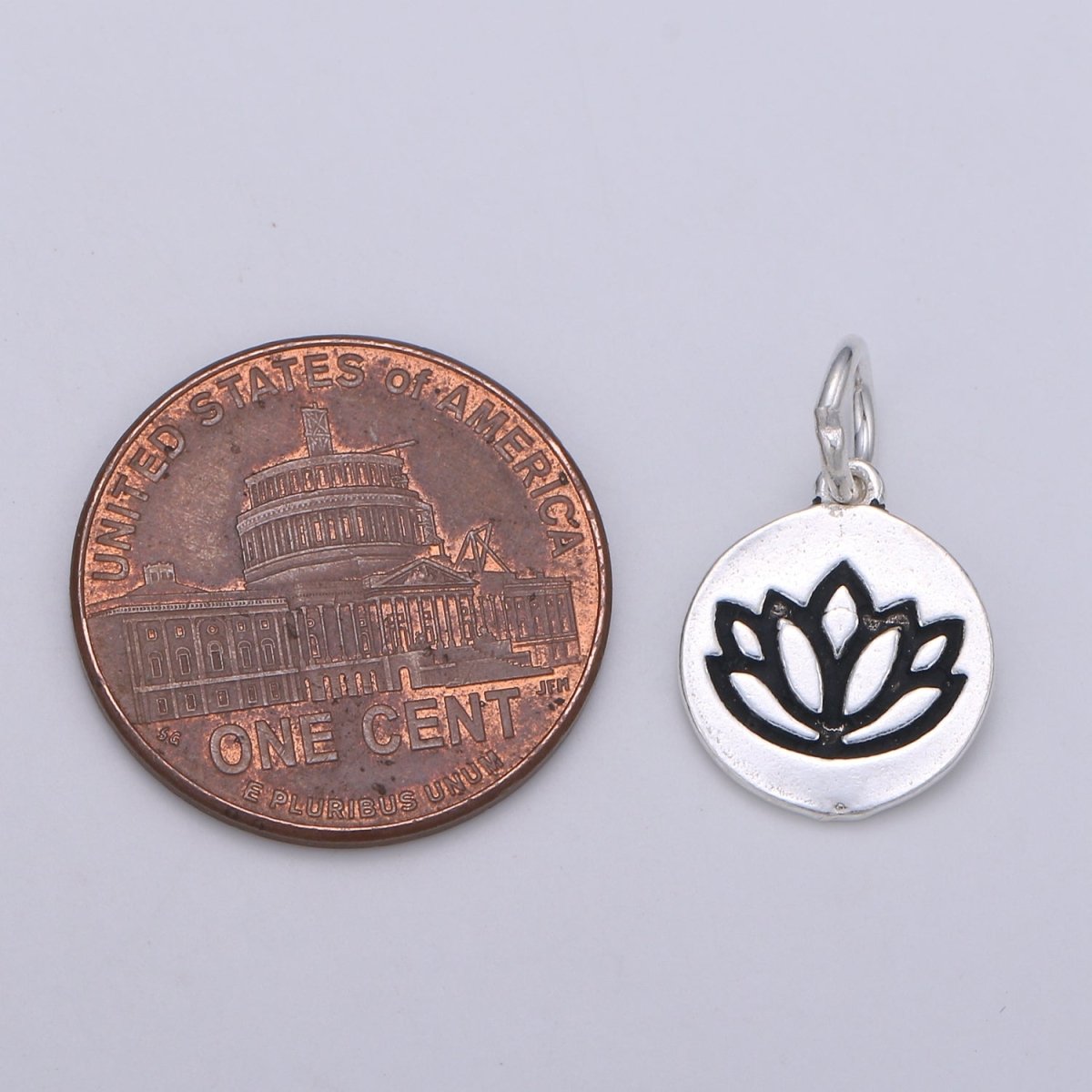 925 Sterling Silver Lotus Flower Charm, Floral Charm Silver Flower Charm for Necklace Bracelet Earring, Lotus Charm SL-097 - DLUXCA