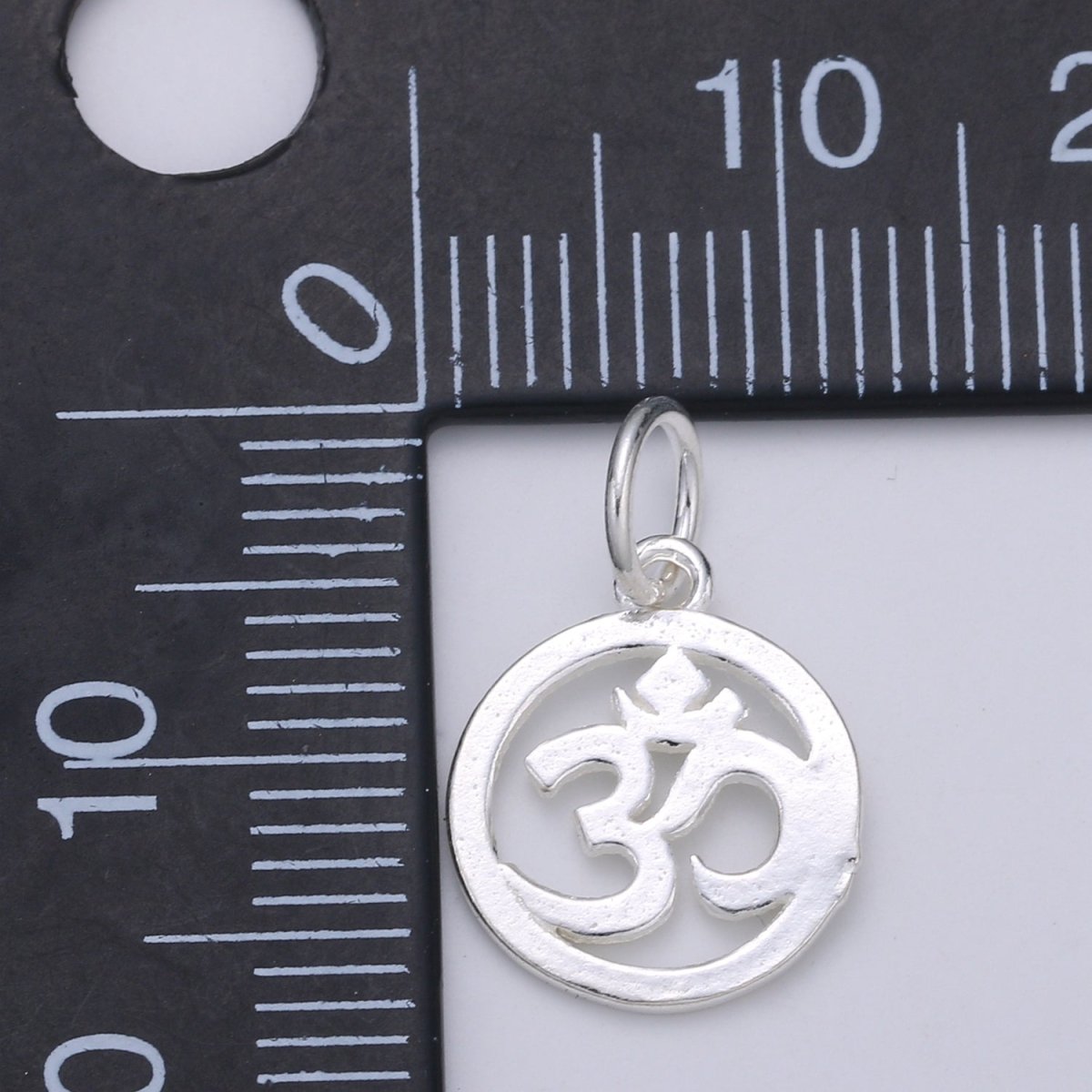 925 Sterling Silver Ohm Charm, Religion Charm Silver Buddism Charm for Necklace Bracelet Earring, Indian Charm SL-125 - DLUXCA