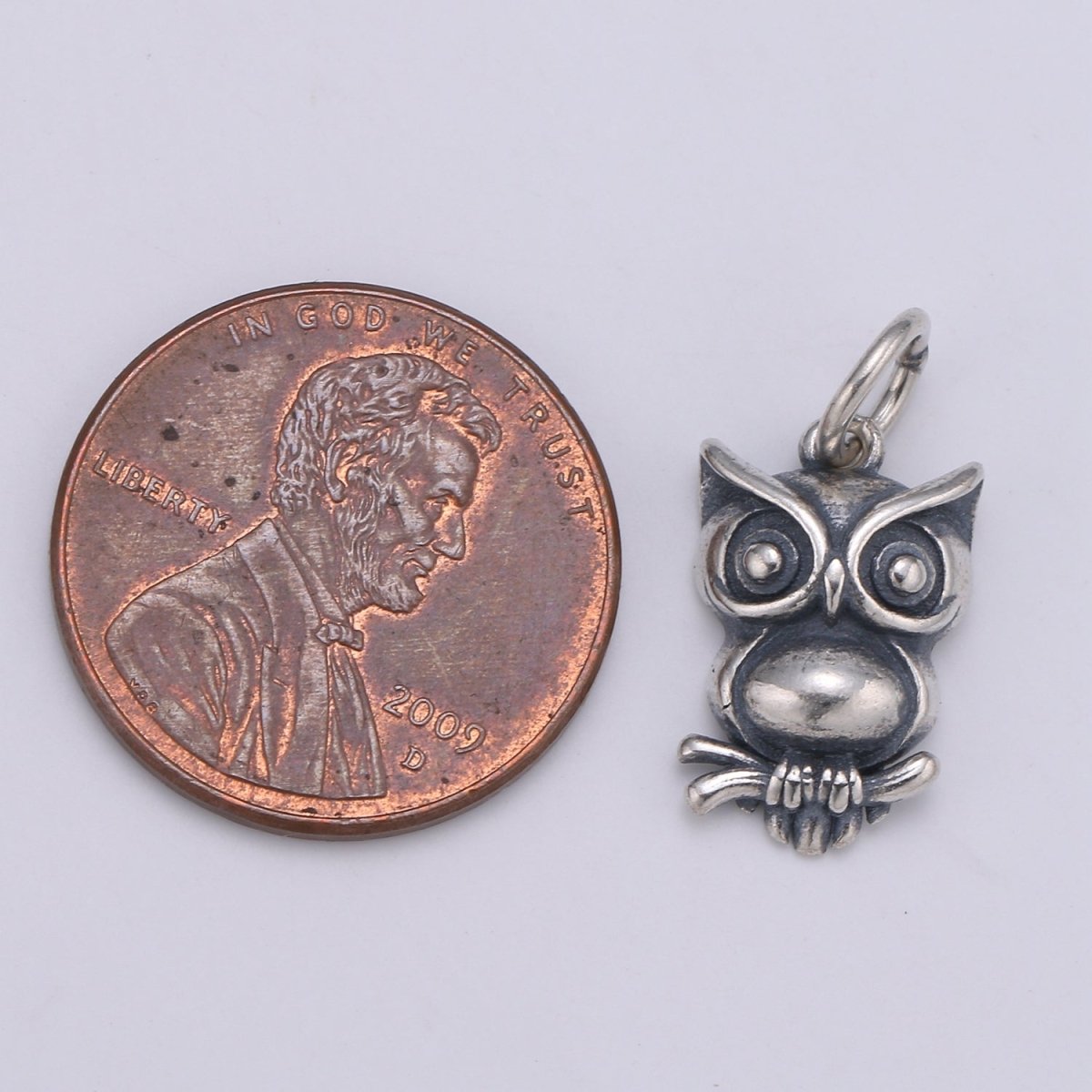 925 Sterling Silver Owl Charm, Animal Charm Silver Baby Owl Charm for Necklace Bracelet Earring, NIght Owl Charm SL-095 - DLUXCA
