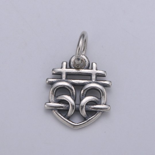 925 Sterling Silver Petzel Heart Charm, Symbol Charm Silver Designer Heart Charm for Necklace Bracelet Earring, Good Luck Charm, SL-HJ-78 - DLUXCA