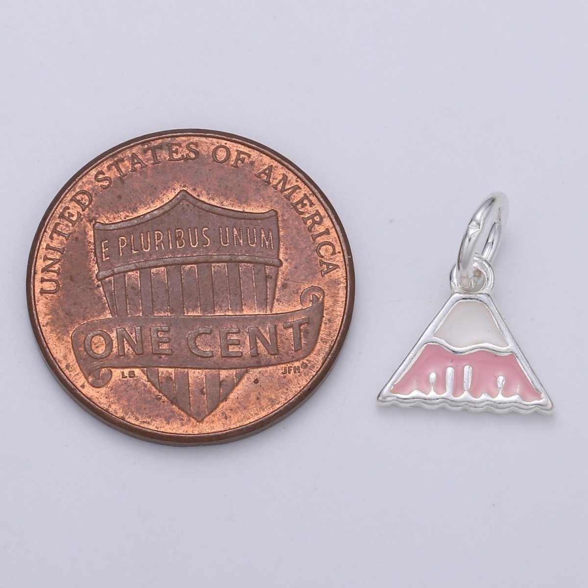 925 Sterling Silver Pink Volcano Charm, Vacation Charm Silver Bag Charm for Necklace Bracelet Earring, Purse Charm SL-052 - DLUXCA