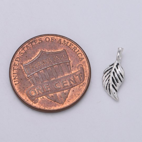 925 Sterling Silver Plant Leaf Charm, Nature Charm Silver Leaf Charm for Necklace Bracelet Earring, Plant Charm SL-168 - DLUXCA