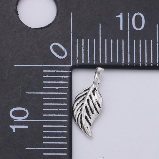 925 Sterling Silver Plant Leaf Charm, Nature Charm Silver Leaf Charm for Necklace Bracelet Earring, Plant Charm SL-168 - DLUXCA