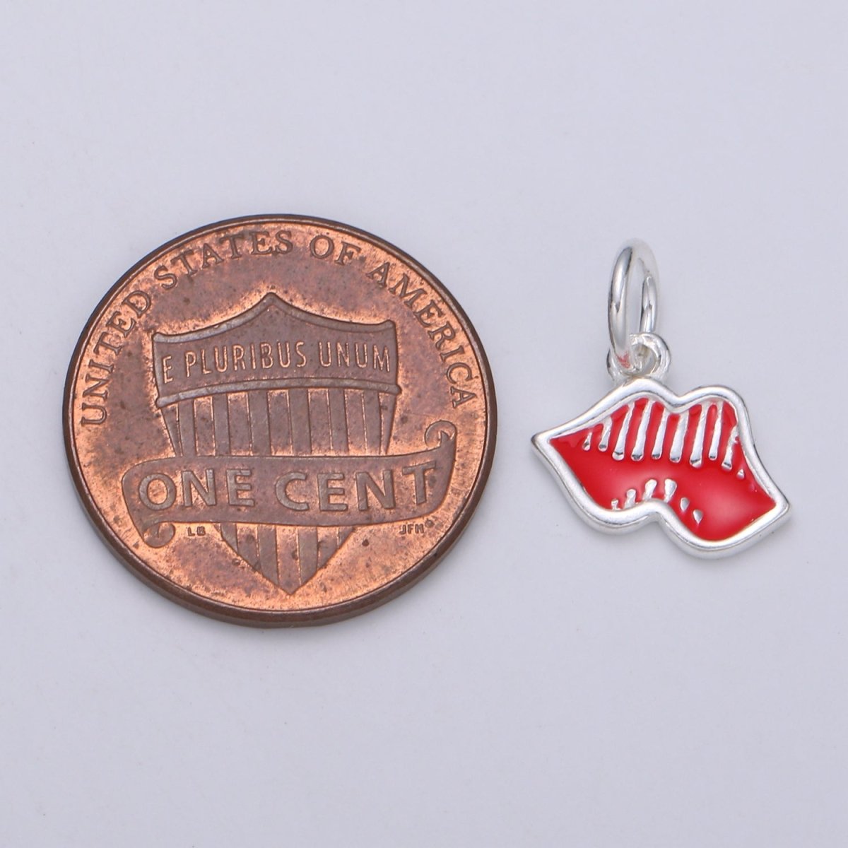 925 Sterling Silver Red Hot Lips Flower Charm, Lip Charm Silver Mouth Charm for Necklace Bracelet Earring, Makeup Charm SL-053 - DLUXCA