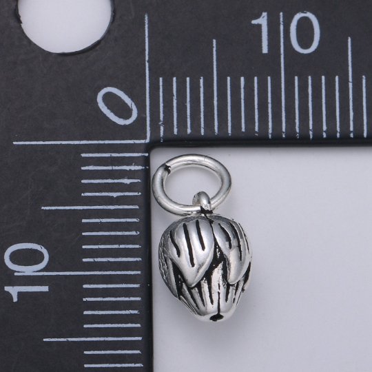 925 Sterling Silver Rose Bud Charm, Floral Charm Silver Black Rose Charm for Necklace Bracelet Earring, Flower Bud Charm SL-180 - DLUXCA
