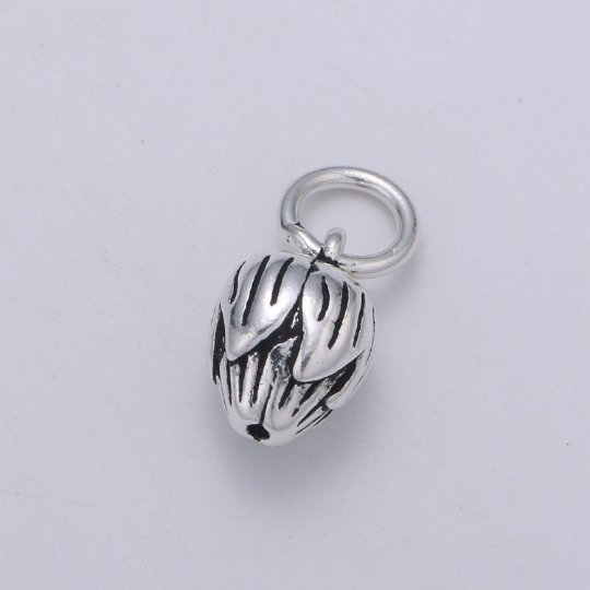 925 Sterling Silver Rose Bud Charm, Floral Charm Silver Black Rose Charm for Necklace Bracelet Earring, Flower Bud Charm SL-180 - DLUXCA