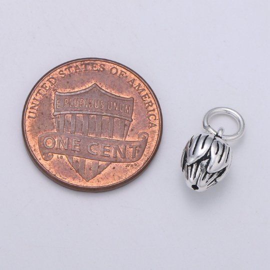 925 Sterling Silver Rose Bud Charm, Floral Charm Silver Black Rose Charm for Necklace Bracelet Earring, Flower Bud Charm SL-180 - DLUXCA