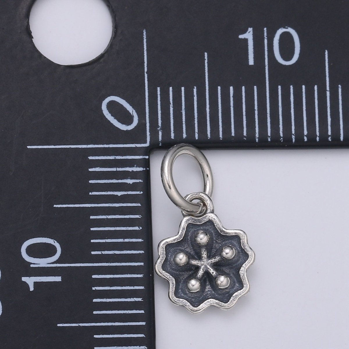 925 Sterling Silver Sakura Charm, Floral Charm Silver Black Sakura Charm for Necklace Bracelet Earring, Floral Charm SL-155 - DLUXCA