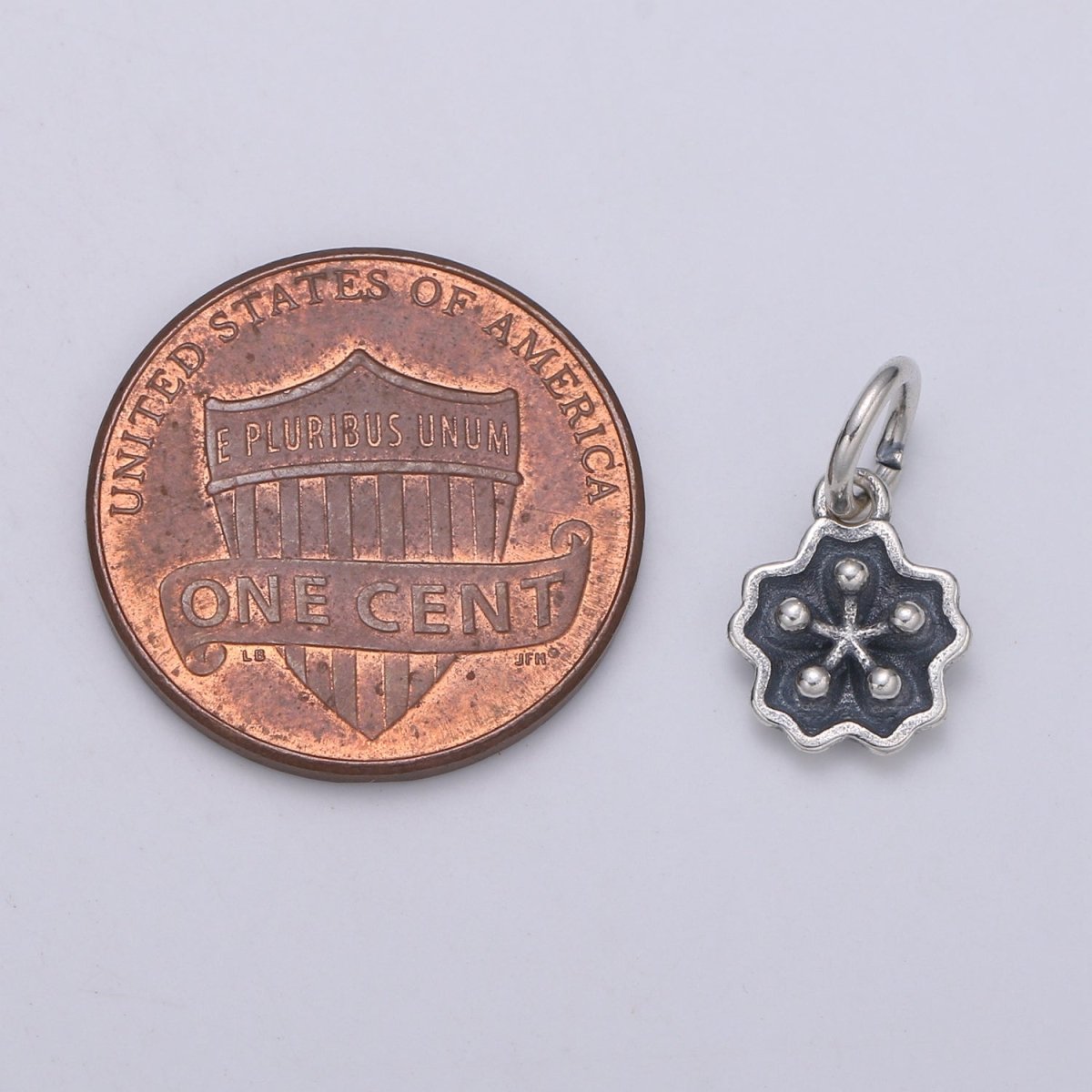 925 Sterling Silver Sakura Charm, Floral Charm Silver Black Sakura Charm for Necklace Bracelet Earring, Floral Charm SL-155 - DLUXCA