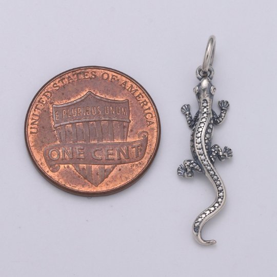 925 Sterling Silver Salamander Charm, Animal Charm Silver Reptile Charm for Necklace Bracelet Earring, Lizard Charm, SL-HJ-194 - DLUXCA