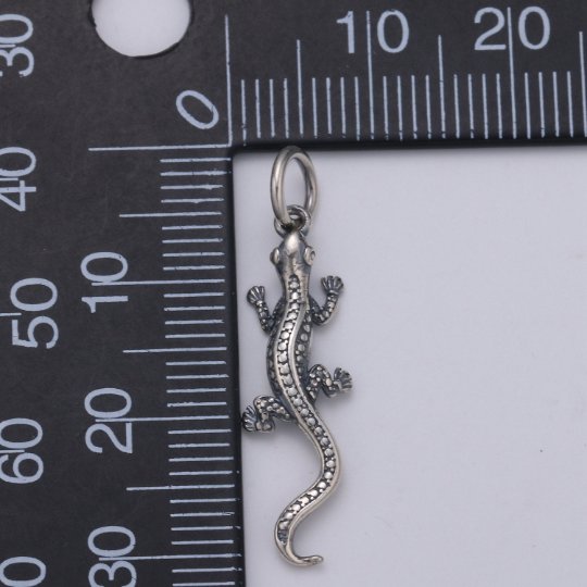 925 Sterling Silver Salamander Charm, Animal Charm Silver Reptile Charm for Necklace Bracelet Earring, Lizard Charm, SL-HJ-194 - DLUXCA