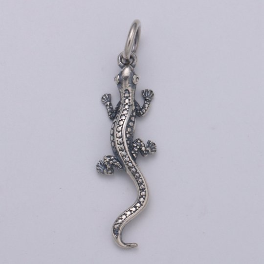 925 Sterling Silver Salamander Charm, Animal Charm Silver Reptile Charm for Necklace Bracelet Earring, Lizard Charm, SL-HJ-194 - DLUXCA