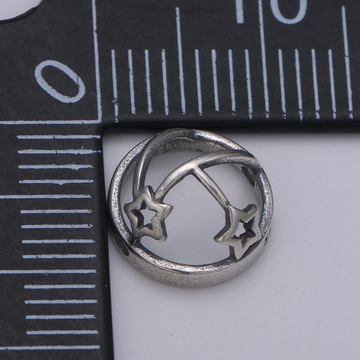 925 Sterling Silver Shooting Star Half Bead, Galaxy Beads Silver Star Beads for Necklace Bracelet Earring, Dome Beads SL-200 - DLUXCA