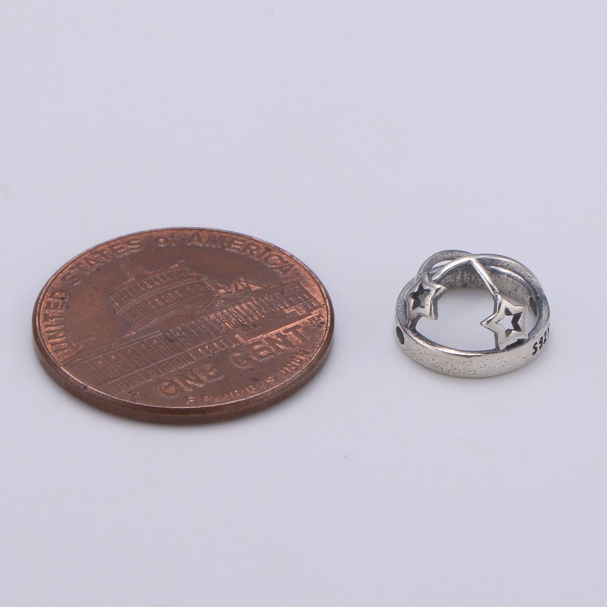 925 Sterling Silver Shooting Star Half Bead, Galaxy Beads Silver Star Beads for Necklace Bracelet Earring, Dome Beads SL-200 - DLUXCA