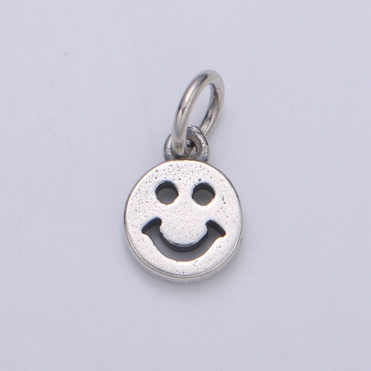 925 Sterling Silver Small Happy Face Charm, Message Charm Silver Happy Face Charm for Necklace Bracelet Earring, Happy Charm SL-148 - DLUXCA