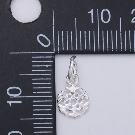 925 Sterling Silver Snowflake Charm, Winter Charm Silver Snow Charm for Necklace Bracelet Earring, Christmas Charm SL-145 - DLUXCA