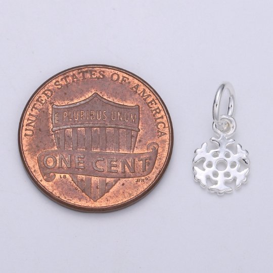 925 Sterling Silver Snowflake Charm, Winter Charm Silver Snow Charm for Necklace Bracelet Earring, Christmas Charm SL-145 - DLUXCA