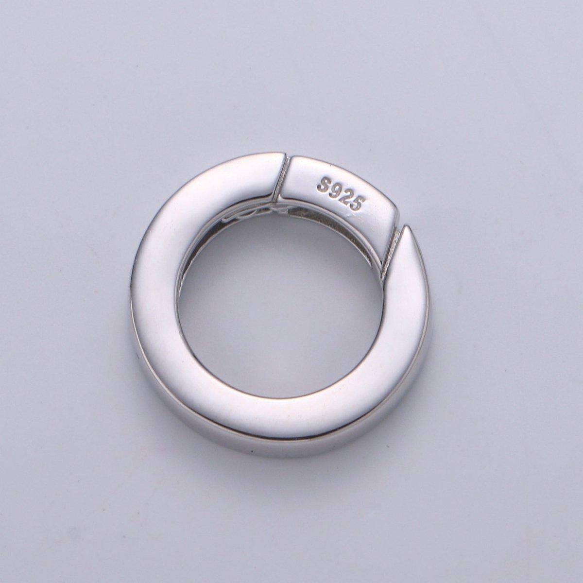925 Sterling Silver Spring Gate Ring, 16mm Push Gate ring, Charm Holder Clasp for Connector, Wristlet Holder SL-245 - DLUXCA