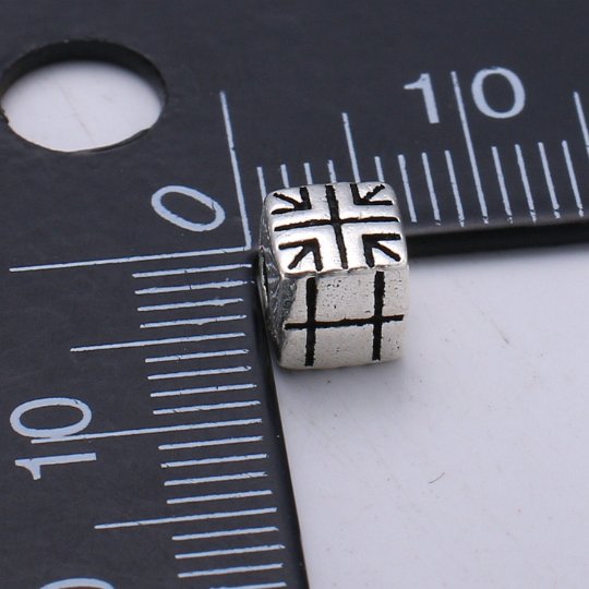 925 Sterling Silver Square Arrow Bead, Cube Bead Silver Arrow Bead for Necklace Bracelet Earring, Bracelet Bead spacer SL-215 - DLUXCA
