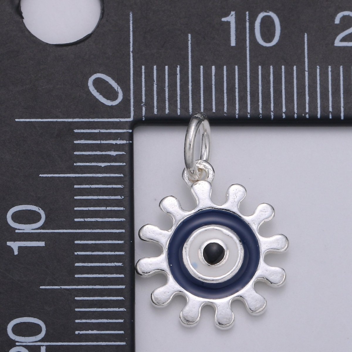925 Sterling Silver Target Gear Charm, Gear Charm Blue Charm for Necklace Bracelet Earring, White Charm SL-037 SL-038 - DLUXCA