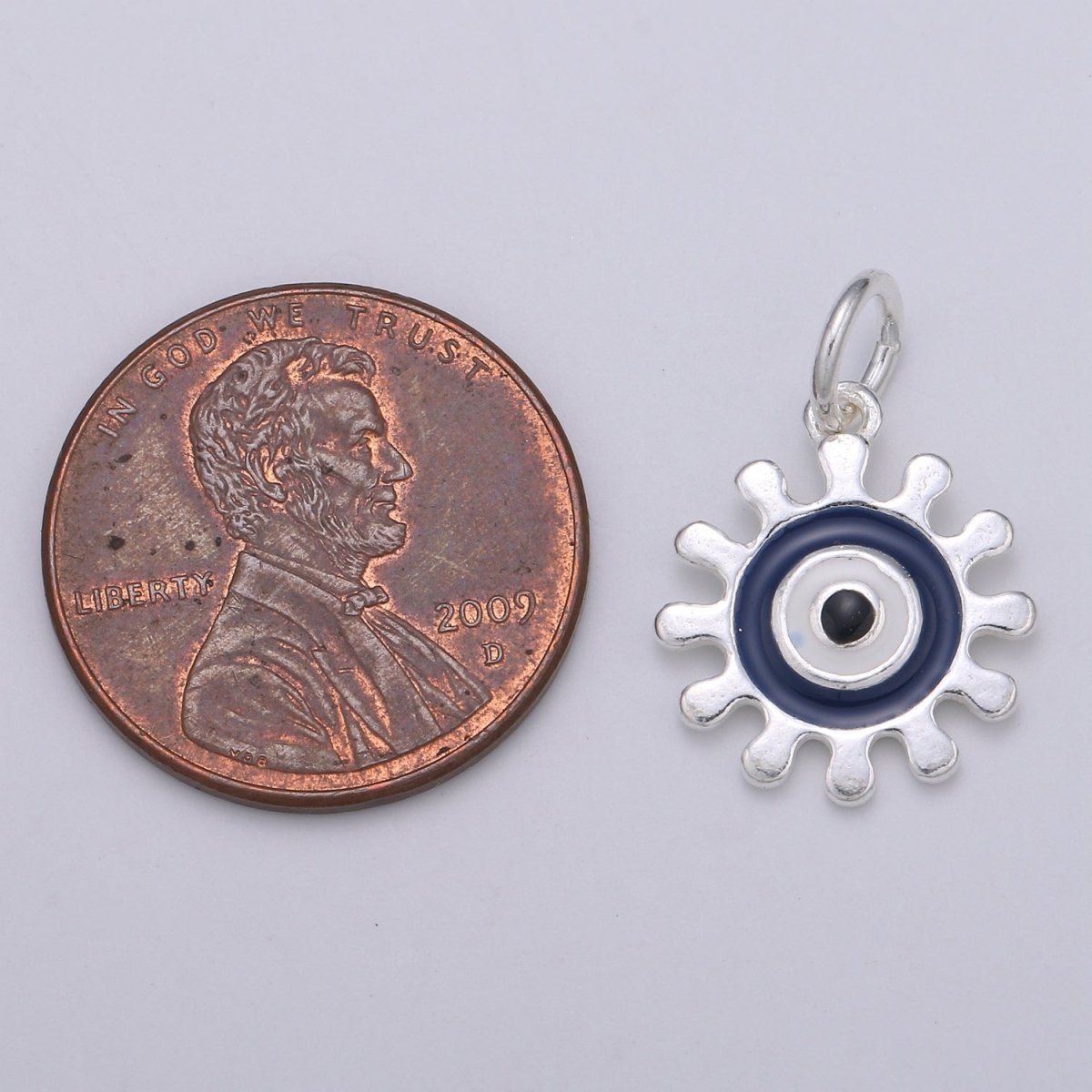925 Sterling Silver Target Gear Charm, Gear Charm Blue Charm for Necklace Bracelet Earring, White Charm SL-037 SL-038 - DLUXCA